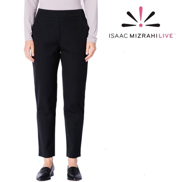 Isaac Mizrahi Live Black Slim Fit Pants Trousers Jeans Cotton Rayon Blend NWOT - Picture 1 of 8
